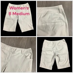 Women's Adidas 8 Medium Shorts Tan Golf Bermuda Chino Khakis Active Lightweight
